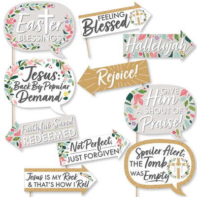 Funny Religious Easter - Christian Holiday Party Photo Booth Props Kit - 10 Piece