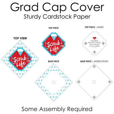 Nurse Graduation - Medical Nursing Graduation Cap Decorations Kit - Grad Cap Cover