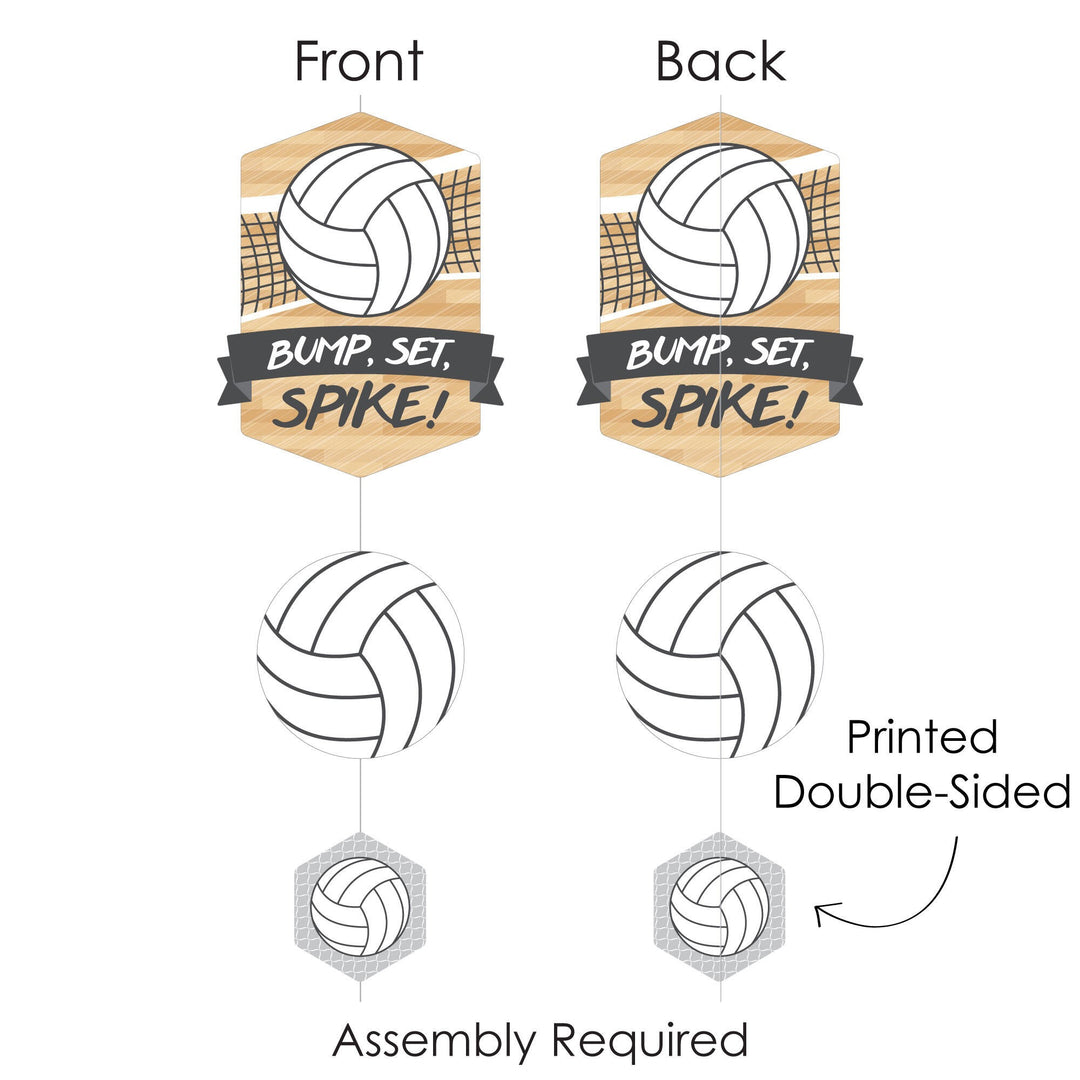 Bump, Set, Spike - Volleyball - Baby Shower or Birthday Party DIY Dangler Backdrop - Hanging Vertical Decorations - 30 Pieces