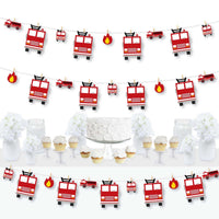 Fired Up Fire Truck - Firefighter Firetruck Baby Shower or Birthday Party DIY Decorations - Clothespin Garland Banner - 44 Pieces