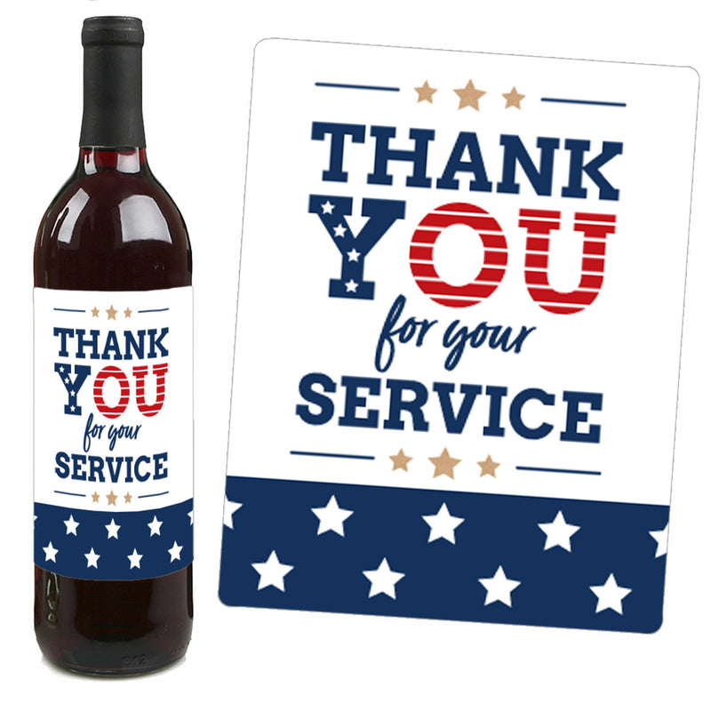Happy Veterans Day - Patriotic Decorations for Women and Men - Wine Bottle Label Stickers - Set of 4
