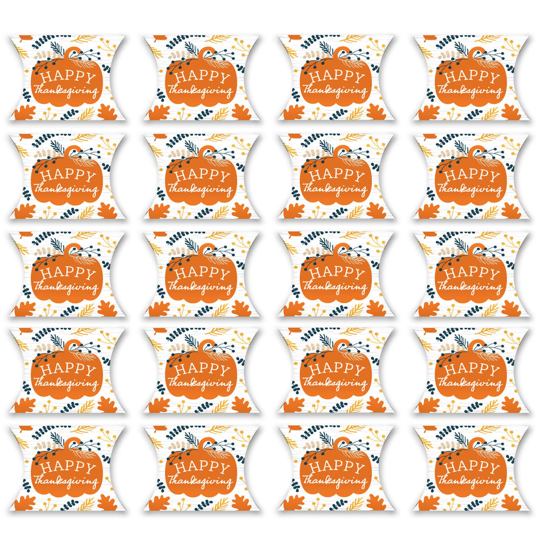Happy Thanksgiving - Favor Gift Boxes - Fall Harvest Party Petite Pillow Boxes - Set of 20