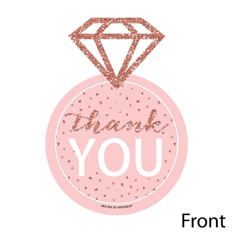 Bride Squad - Shaped Thank You Cards - Rose Gold Bridal Shower or Bachelorette Party Thank You Note Cards with Envelopes - Set of 12