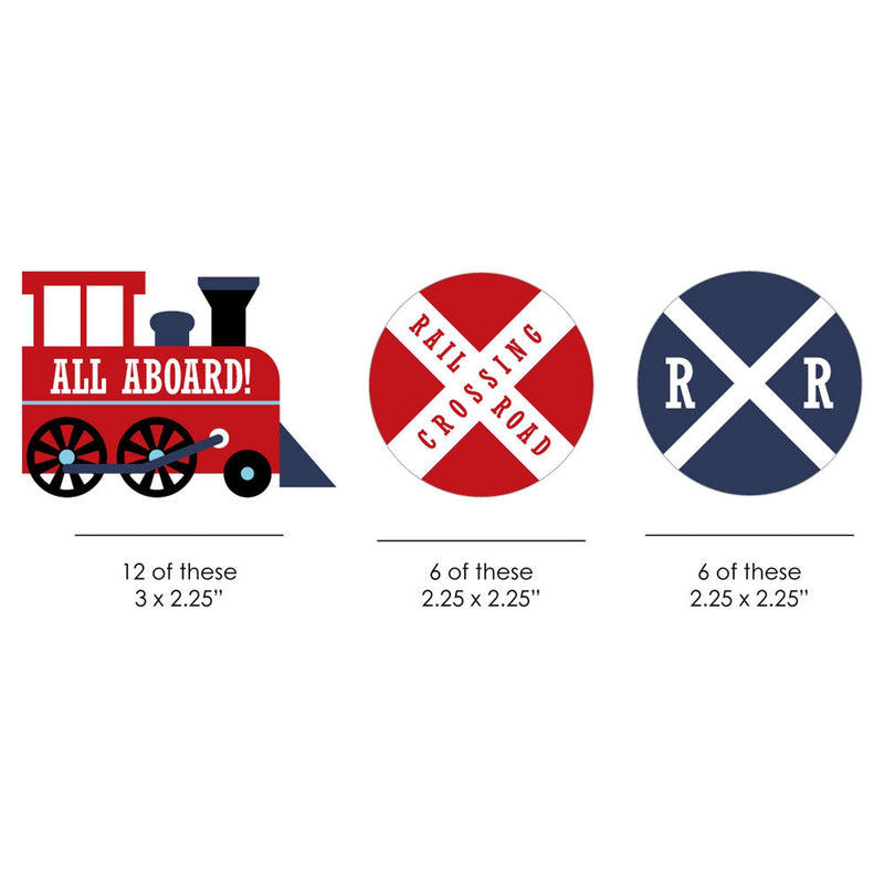Railroad Party Crossing - DIY Shaped Steam Train Birthday Party or Baby Shower Cut-Outs - 24 ct