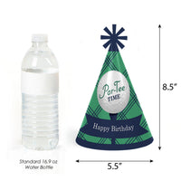 Par-Tee Time - Golf - Cone Happy Birthday Party Hats for Kids and Adults - Set of 8 (Standard Size)