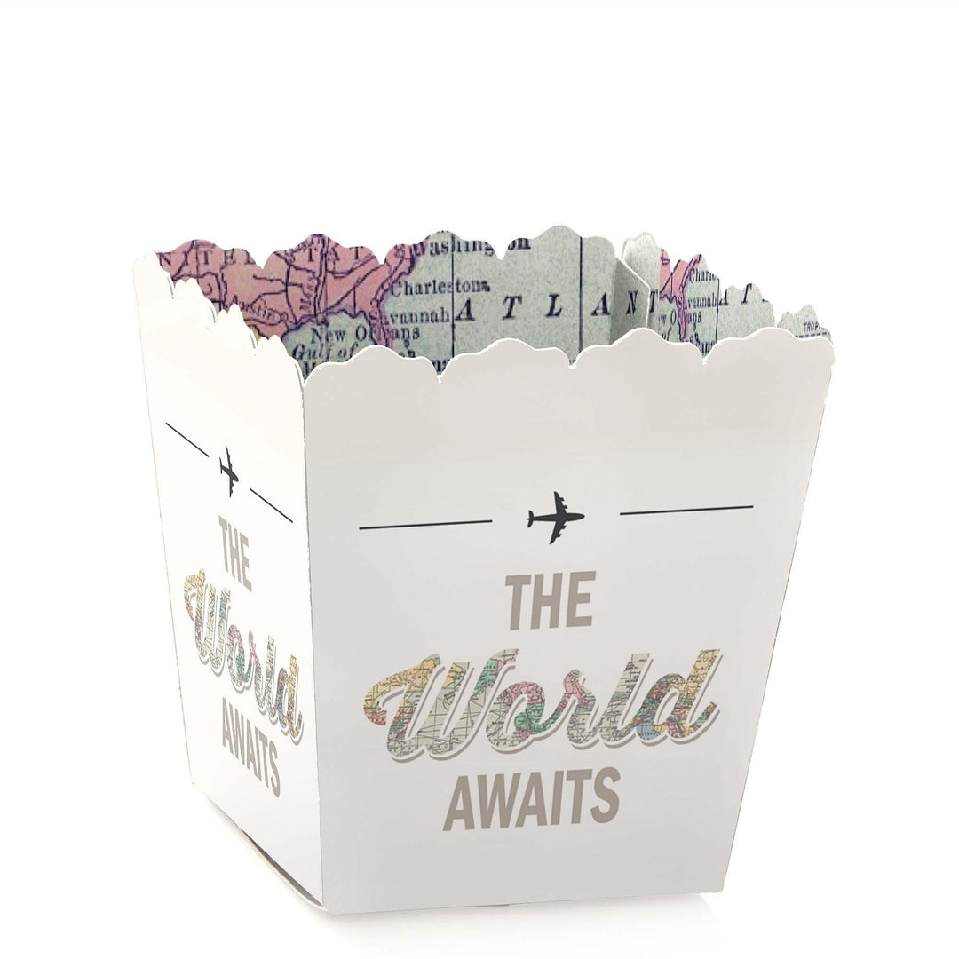 World Awaits - Party Mini Favor Boxes - Travel Themed Graduation Party Treat Candy Boxes - Set of 12