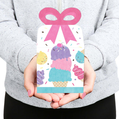 Scoop Up The Fun - Ice Cream - Square Favor Gift Boxes - Sprinkles Party Bow Boxes - Set of 12