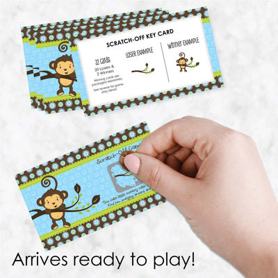 Blue Monkey Boy - Baby Shower Game Scratch Off Cards - 22 ct