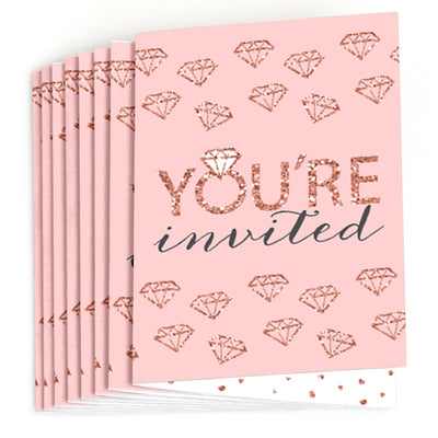 Bride Squad - Rose Gold Bridal Shower or Bachelorette Party Fill In Invitations - 8 ct