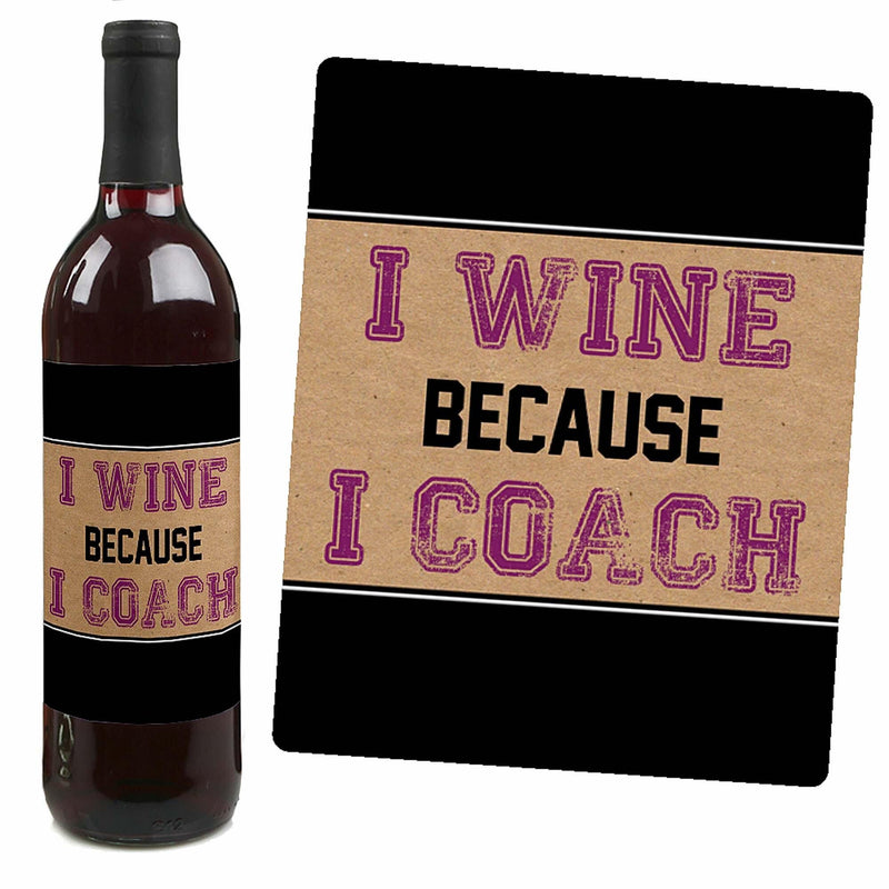 Coach Appreciation Gift - Decorations for Women and Men - Wine Bottle Label Stickers Coach Christmas Gift - First and Last Day of School Gifts for Coaches - Set of 4
