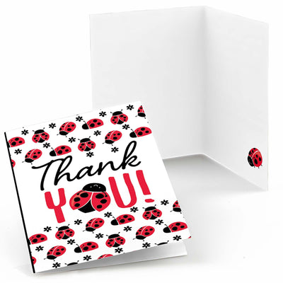 Happy Little Ladybug - Baby Shower or Birthday Party Thank You Cards - 8 ct