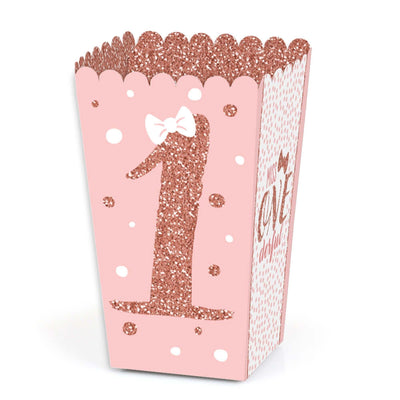 1st Birthday Little Miss Onederful - Girl First Birthday Party Favor Popcorn Treat Boxes - Set of 12