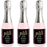 Girls Night Out - Mini Wine and Champagne Bottle Label Stickers - Bachelorette Party Favor Gift - For Women and Men - Set of 16