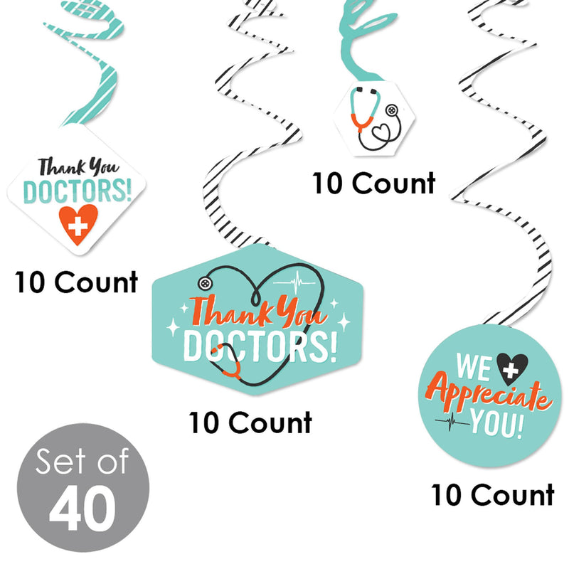 Thank You Doctors - Doctor Appreciation Week Hanging Decor - Party Decoration Swirls - Set of 40