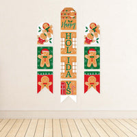 Gingerbread Christmas - Hanging Vertical Paper Door Banners - Gingerbread Man Holiday Party Wall Decoration Kit - Indoor Door Decor