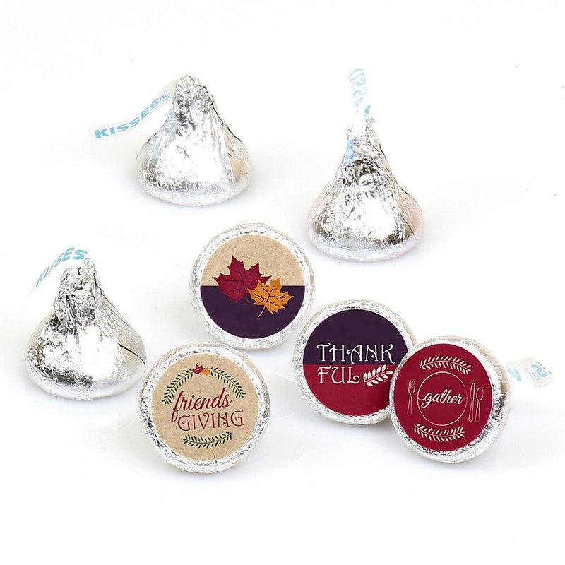 Friends Thanksgiving Feast - Friendsgiving Party Round Candy Sticker Favors - Labels Fit Hershey&