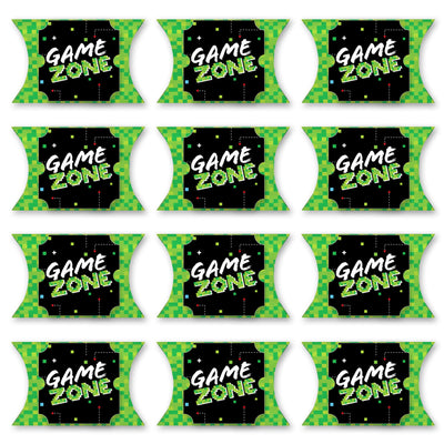 Game Zone - Favor Gift Boxes - Pixel Video Game Party or Birthday Party Large Pillow Boxes - Set of 12