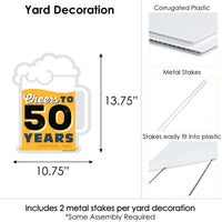 Cheers and Beers to 50 Years - Outdoor Lawn Sign - 50th Birthday Party Yard Sign - 1 Piece