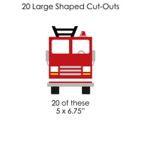 Fired Up Fire Truck - Firefighter Firetruck Baby Shower or Birthday Party DIY Decorations - Clothespin Garland Banner - 44 Pieces