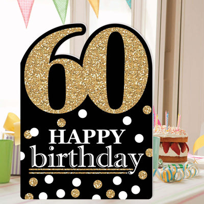 Adult 60th Birthday - Gold - Happy Birthday Giant Greeting Card - Big Shaped Jumborific Card - 16.5 x 22 inches