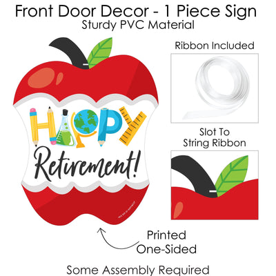 Teacher Retirement - Hanging Porch Happy Retirement Party Outdoor Decorations - Front Door Decor - 1 Piece Sign