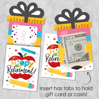 Teacher Retirement - Happy Retirement Party Money and Gift Card Sleeves - Nifty Gifty Card Holders - Set of 8