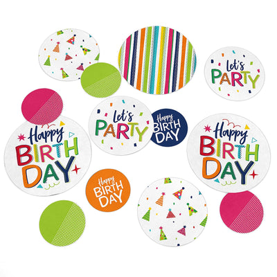 Cheerful Happy Birthday - Colorful Birthday Party Giant Circle Confetti - Colorful Birthday Party Decorations - Large Confetti 27 Count