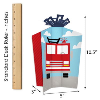 Fired Up Fire Truck - Table Decorations - Firefighter Firetruck Baby Shower or Birthday Party Fold and Flare Centerpieces - 10 Count