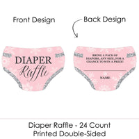 Pink Winter Wonderland - Diaper Shaped Raffle Ticket Inserts - Holiday Snowflake Baby Shower Activities - Diaper Raffle Game - Set of 24