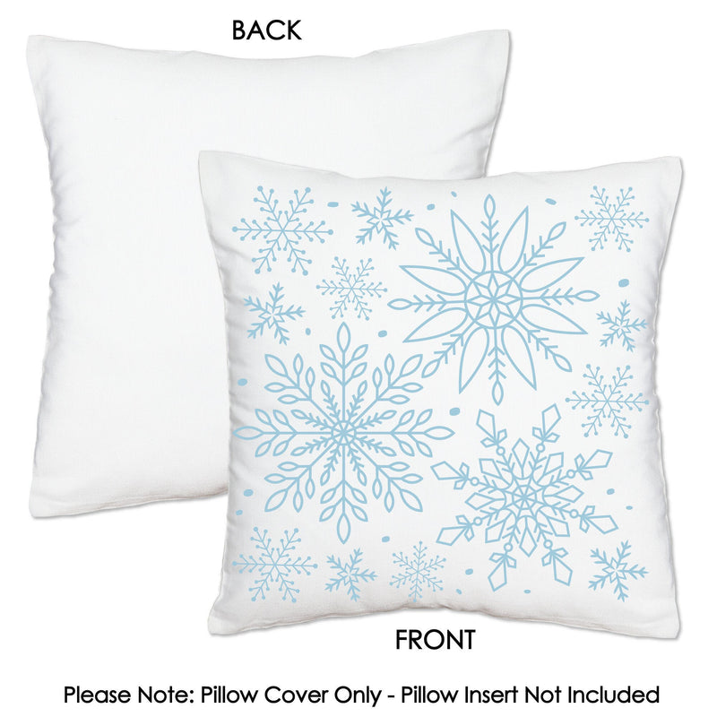 Winter Wonderland - Snowflake Holiday Party and Winter Wedding Home Decorative Canvas Cushion Case - Throw Pillow Cover - 16 x 16 Inches