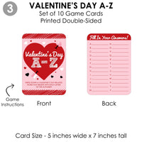 Conversation Hearts - 4 Valentine's Day Games - 10 Cards Each - A-Z, Alphabet Code, What's Your Cupid Name and Photo Scavenger Hunt - Gamerific Bundle