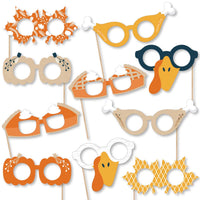Happy Thanksgiving Glasses - Paper Card Stock Fall Harvest Party Photo Booth Props Kit - 10 Count