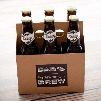 Dad, I Must Confess - "Here's To You Brew" - Decorations for Women and Men - 6 Beer Bottle Labels and 1 Carrier Gifts for Dad