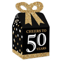 Adult 50th Birthday  Square Favor Gift Boxes - Birthday Party Bow Boxes - Set of 12