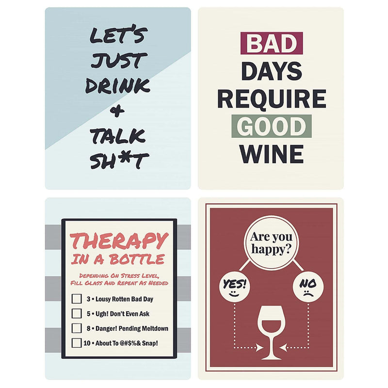 Therapy in a Bottle - Rough Day Decorations for Women and Men - Wine Bottle Labels - Set of 4