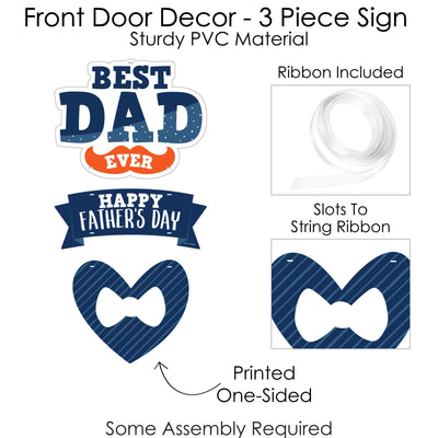 Happy Father's Day - Hanging Porch We Love Dad Party Outdoor Decorations - Front Door Decor - 3 Piece Sign
