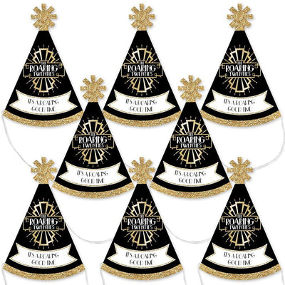 Roaring 20's - Mini Cone 1920s Art Deco Jazz Party Hats - Small Little Party Hats - Set of 8