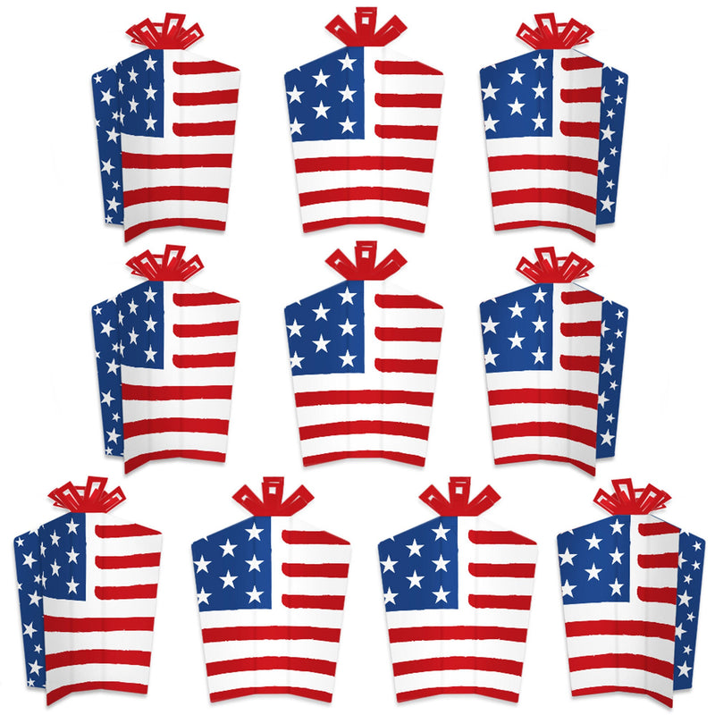 Stars & Stripes - Table Decorations - Memorial Day, 4th of July and Labor Day USA Patriotic Party Fold and Flare Centerpieces - 10 Count