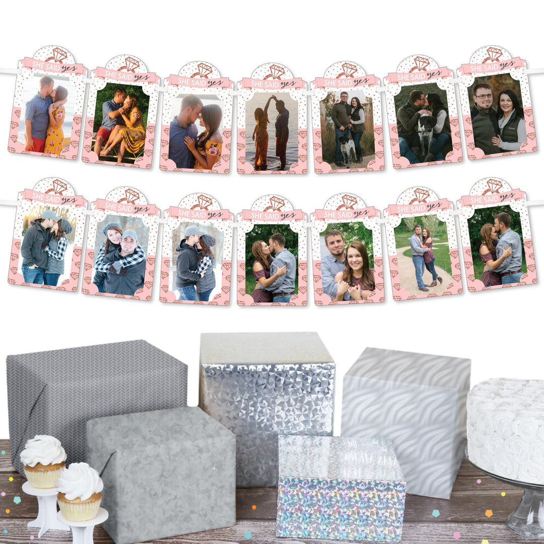 Bride Squad - DIY Rose Gold Bridal Shower or Bachelorette Party Decor - Picture Display - Photo Banner