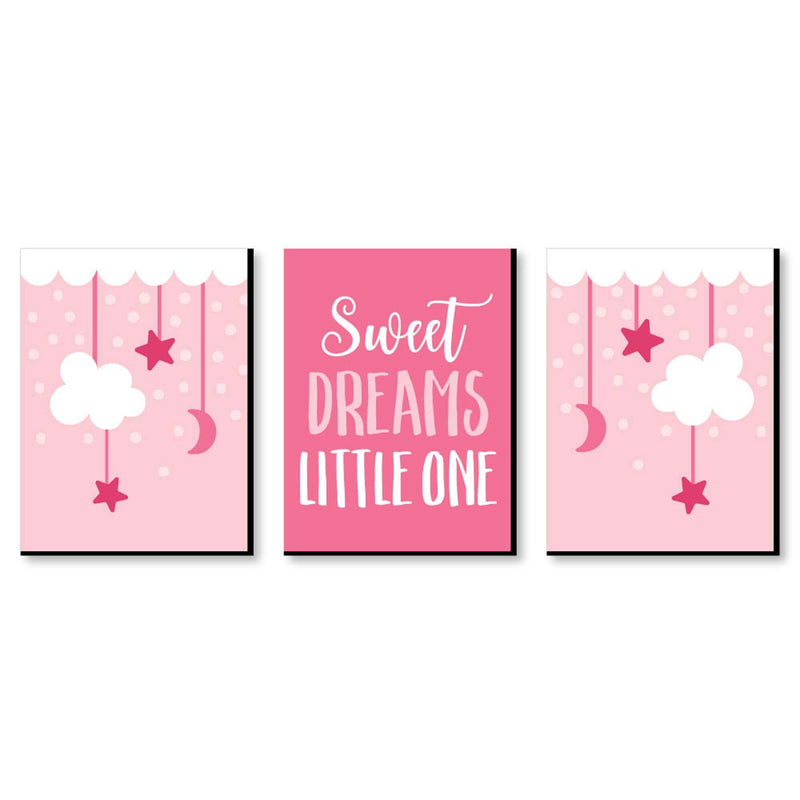 Baby Girl - Pink Nursery Wall Art and Kids Room Decor - 7.5 x 10 inches - Set of 3 Prints