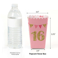 Sweet 16 - 16th Birthday Party Favor Popcorn Treat Boxes - Set of 12