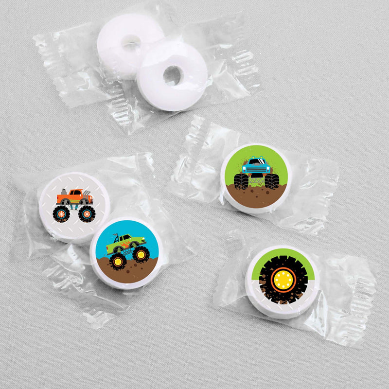 Smash and Crash - Monster Truck - Boy Birthday Party Round Candy Sticker Favors - Labels Fit Hershey&