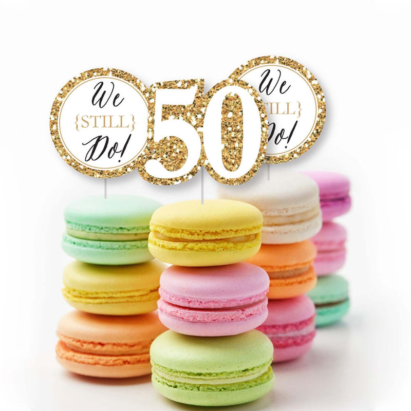 We Still Do - 50th Wedding Anniversary - Dessert Cupcake Toppers - Anniversary Party Clear Treat Picks - Set of 24