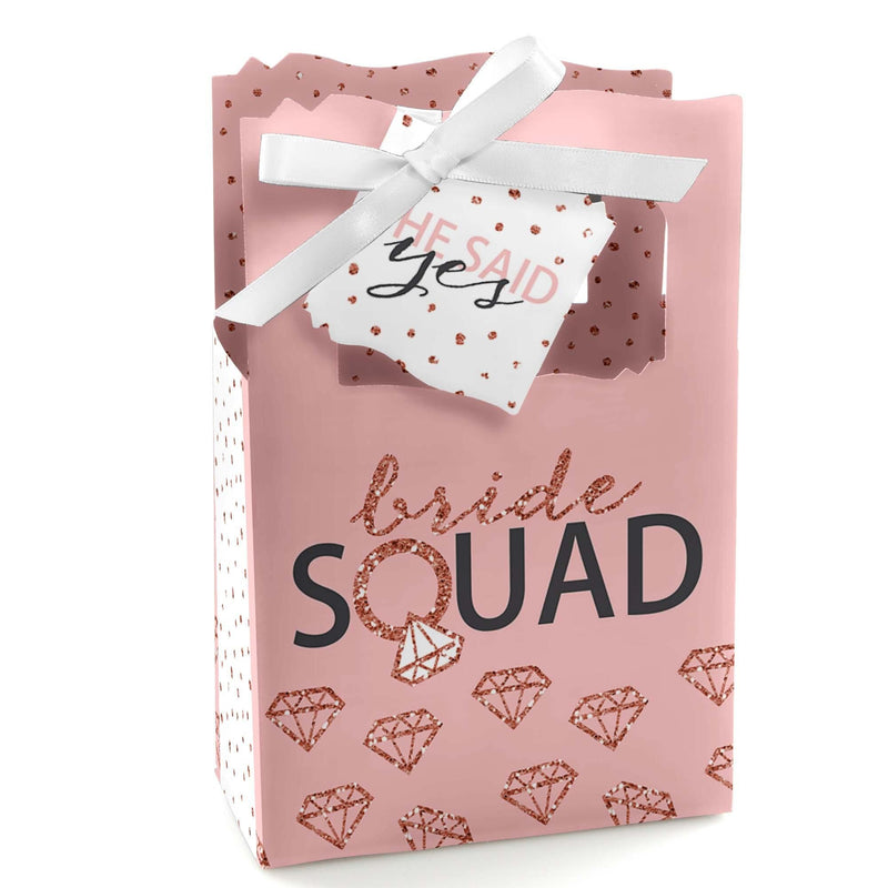 Bride Squad - Rose Gold Bridal Shower or Bachelorette Party Favor Boxes - Set of 12