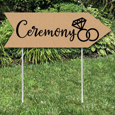Rustic Wedding Ceremony Signs - Wedding Sign Arrow - Double Sided Directional Yard Signs - Set of 2 Ceremony Signs