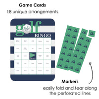 Par-Tee Time - Golf Bingo Cards and Markers - Birthday or Retirement Party Bingo Game - Set of 18