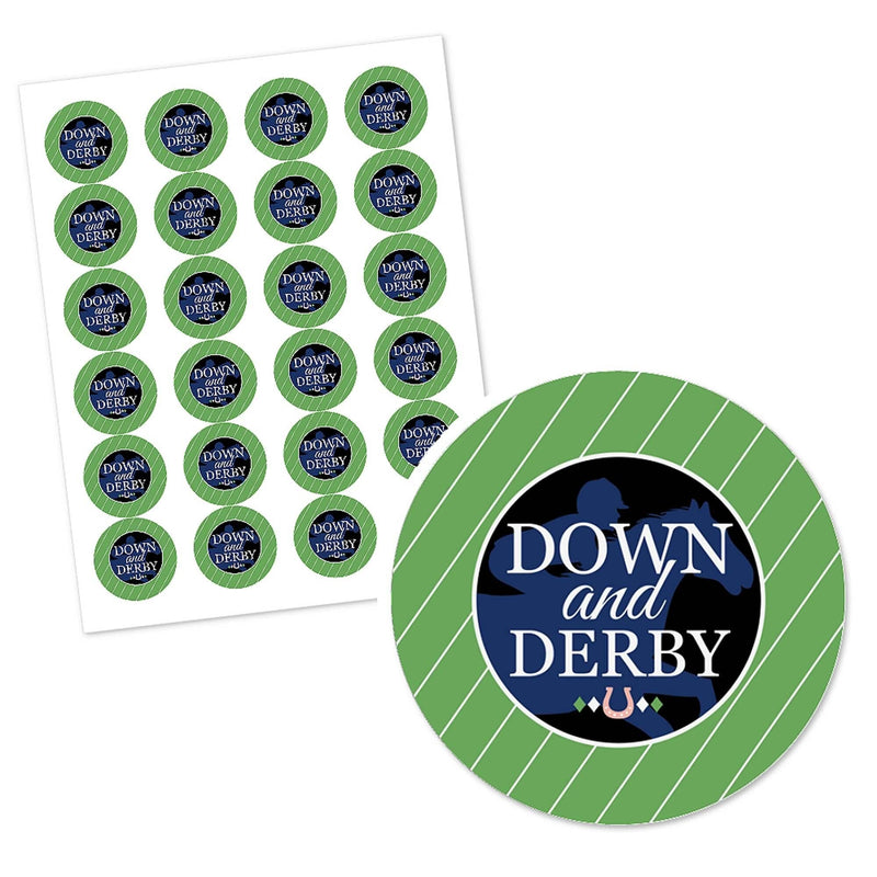 Kentucky Horse Derby - Personalized Horse Race Party Circle Sticker Labels - 24 Count