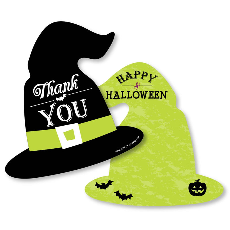 Happy Halloween - Shaped Thank You Cards - Witch Party Thank You Note Cards with Envelopes - Set of 12