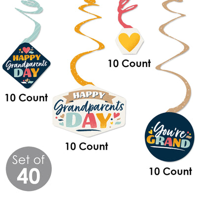 Happy Grandparents Day - Grandma & Grandpa Party Hanging Decor - Party Decoration Swirls - Set of 40