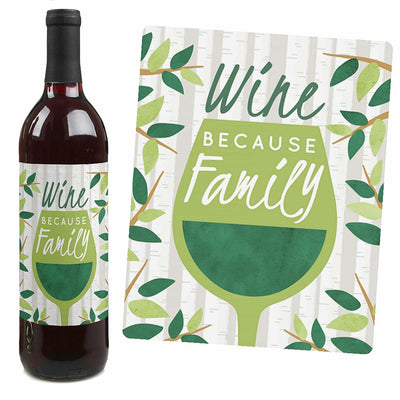 Family Tree Reunion - Family Gathering Party Decorations for Women and Men - Wine Bottle Label Stickers - Set of 4